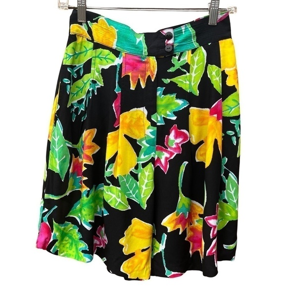 Vintage Pleated High Rise Colourful Lightweight Wide Leg Trouser Shorts - Picture 1 of 10